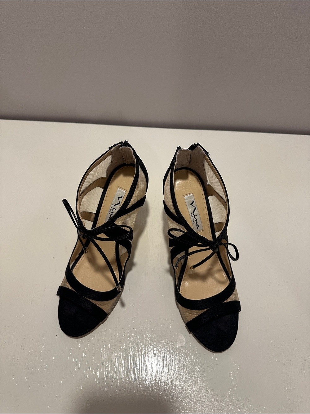 Nina Black Strappy Lace-Up Stiletto Sandals - Picture 2 of 5
